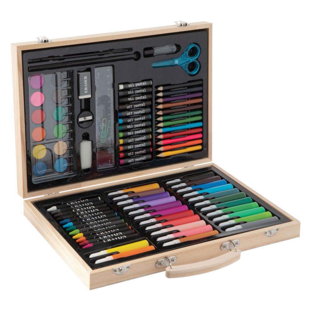 Rajzkészlet fa bőröndben 86 db-os CraftArt - Image 2