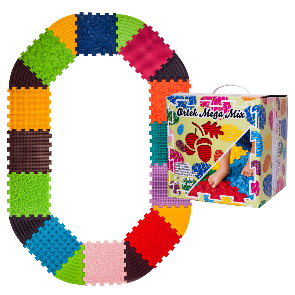 Puzzle 12 elemből álló masszázs szőnyeg + 8 Háromszögű puzzle elem