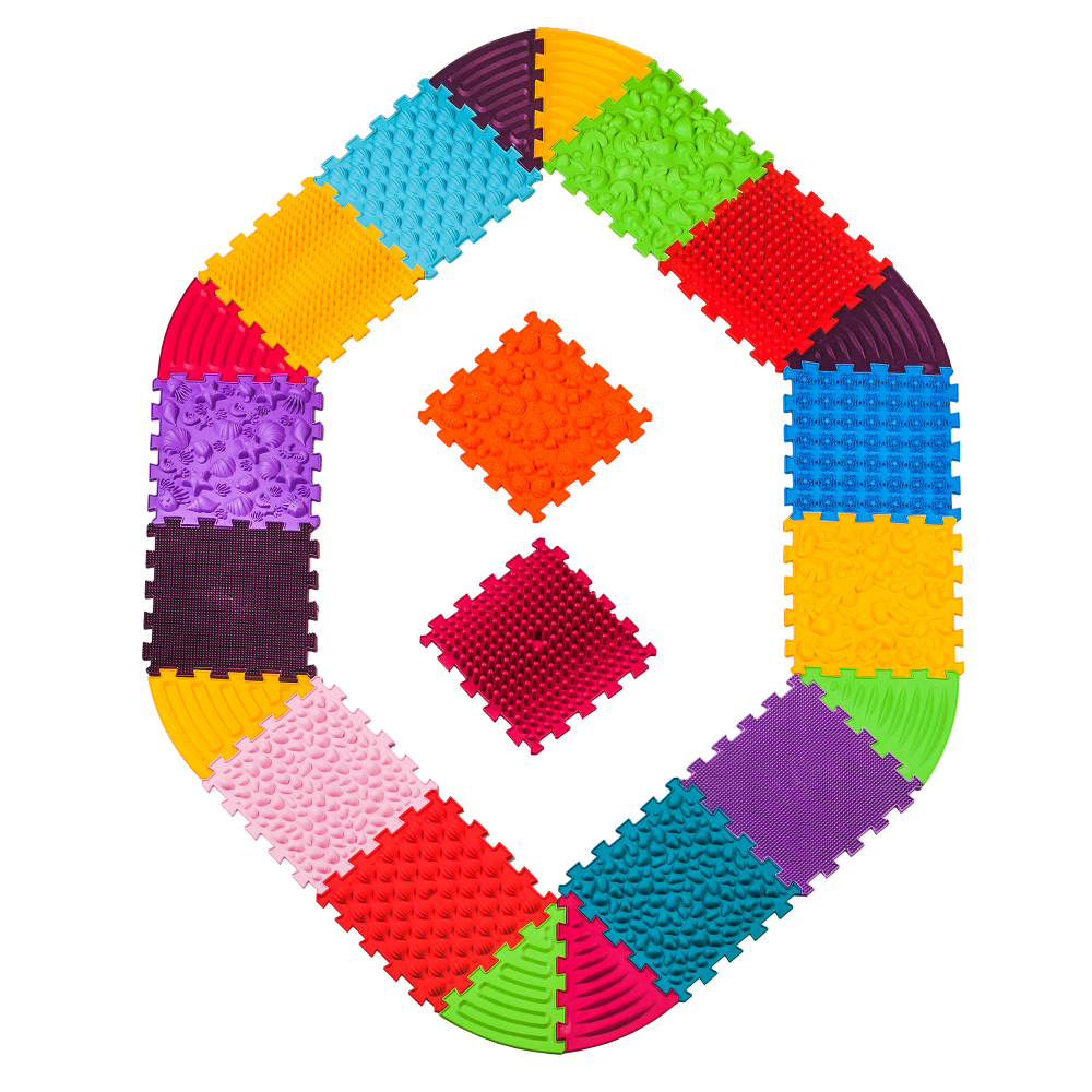 Puzzle 14 elemből álló masszázs szőnyeg + 8 Háromszögű puzzle elem