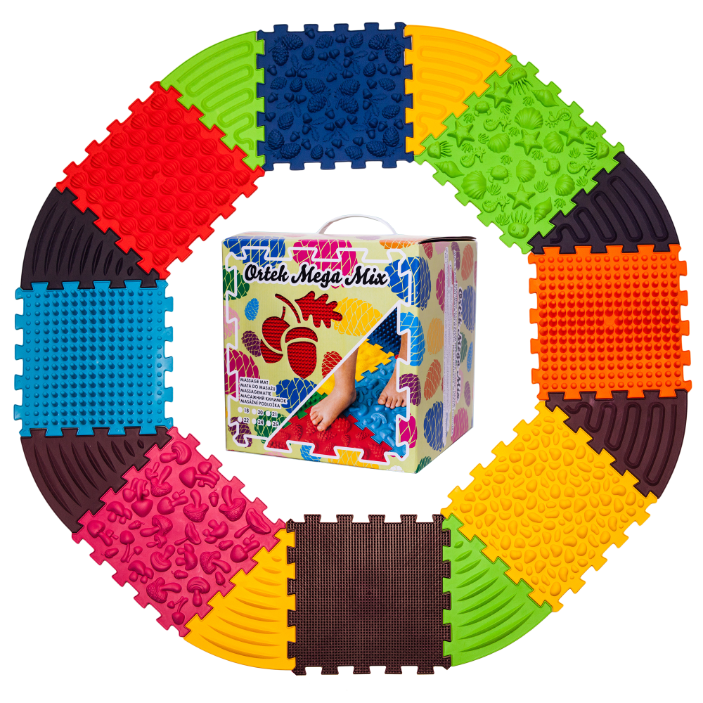 Puzzle 8 elemből álló masszázs szőnyeg + 8 Háromszögű puzzle elem