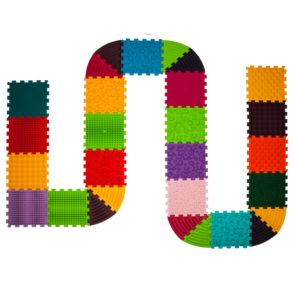 Puzzle 18 elemből álló masszázs szőnyeg + 10 Háromszögű puzzle elem